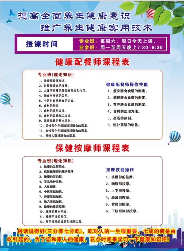 山东省科学养生协会《健康配餐师》《保健按摩师》招生简章(图2)